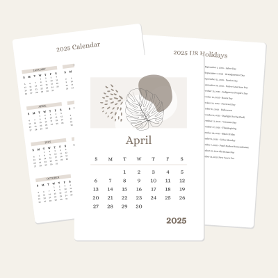 April Calendar Printable