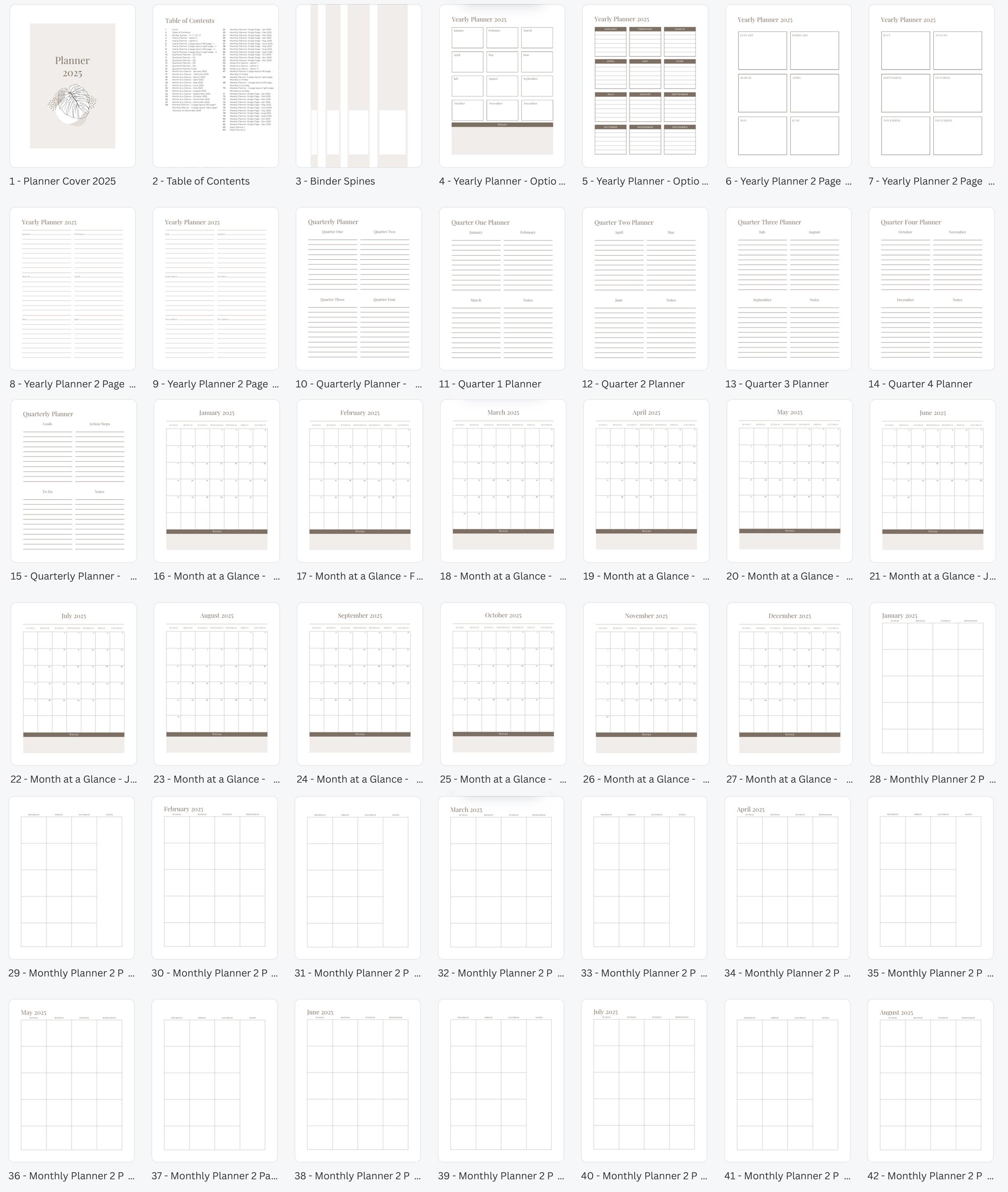 2025 Dated Planner Template