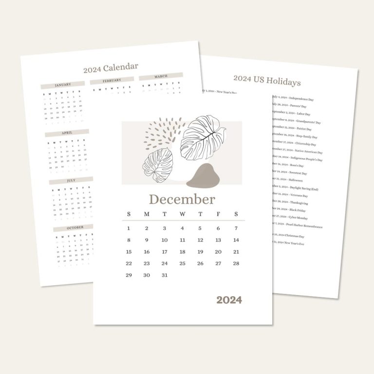 December Calendar Printable