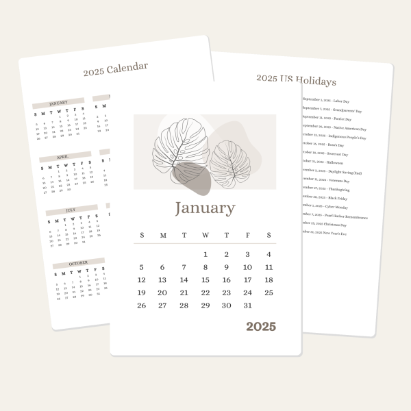 January Calendar Printable