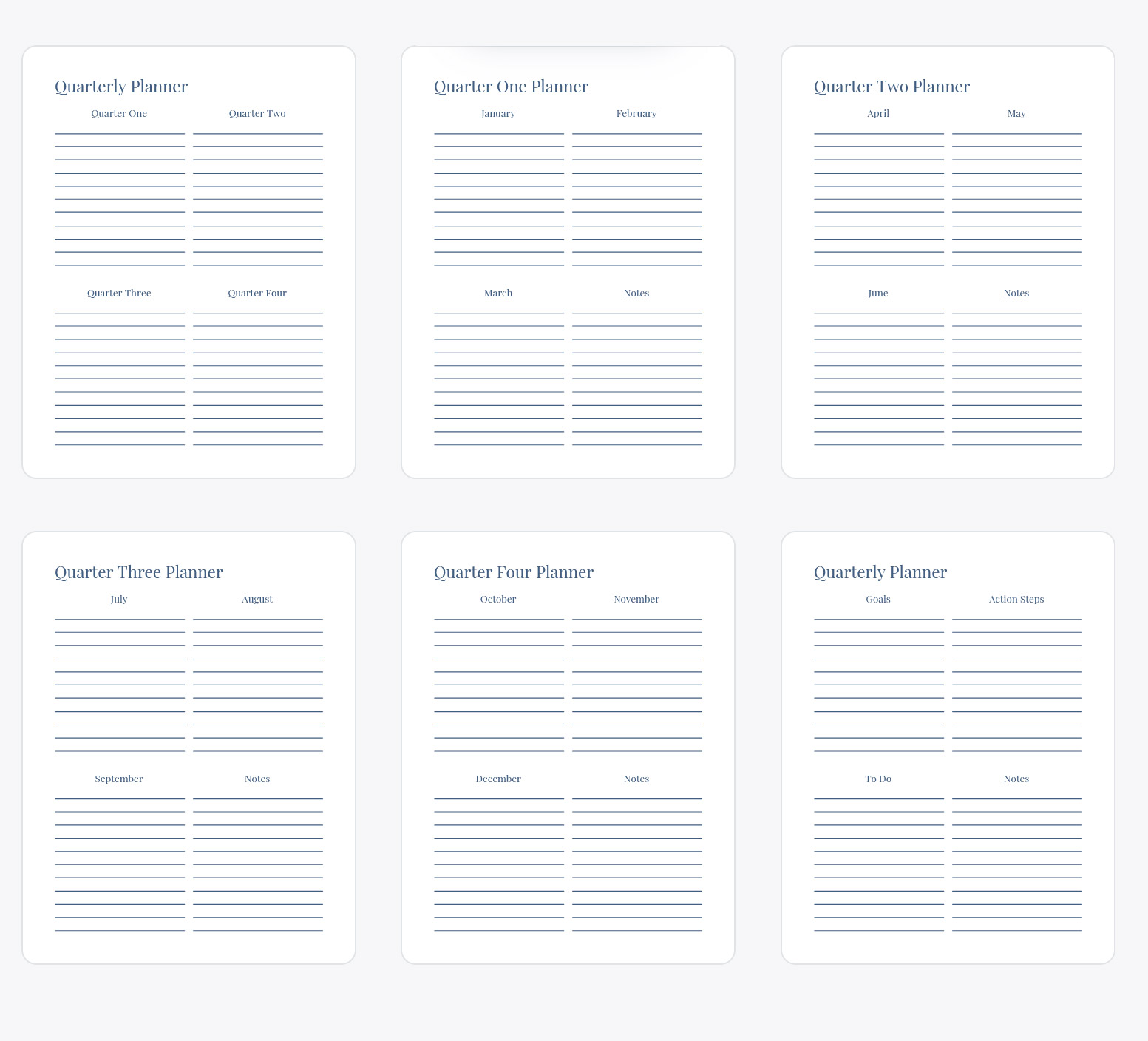 Printable Quarterly Planner Pages