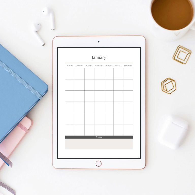 Undated Calendar Planner Template